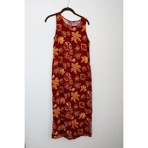 Notations Batik Sun Dress M floral brown Vintage Maxi